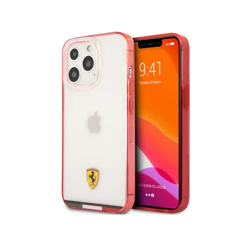 Ferrari Italia Stripe Transparent Hard Case with Print Logo for iPhone 13 Pro