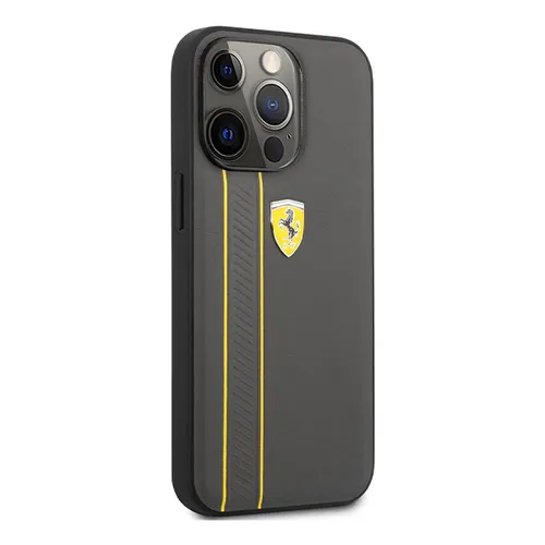 Ferrari Original Leather Embossed Stripes Hard Case for iPhone 13 Pro Max