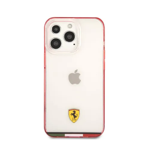 Ferrari Original Red Transparent Logo Back Cover for iPhone 13 Pro Max