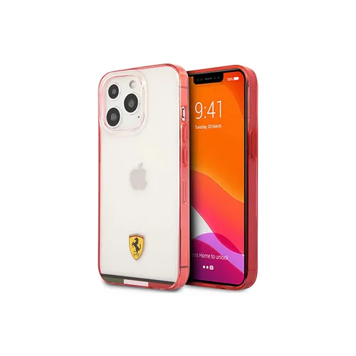Ferrari Original Red Transparent Logo Back Cover for iPhone 13 Pro Max