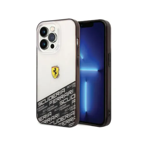 Ferrari PC/TPU IML Case with Bottom Scuderia Allover Print iPhone 14 Pro Compatibility - Silver