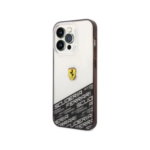 Ferrari PC/TPU IML Case with Bottom Scuderia Allover Print iPhone 14 Pro Compatibility - Silver