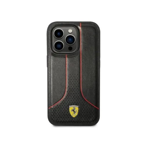 Ferrari PU Leather Smooth And Perforated Case iPhone 14 Pro Max - Black