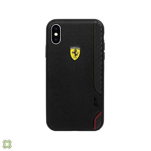 Ferrari Racing Shield On Track PU Rubber Soft Touch Carbon iPhone Case