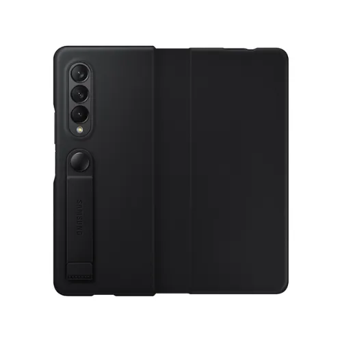 Galaxy Z Fold3 5G Leather Flip Stand Cover Black
