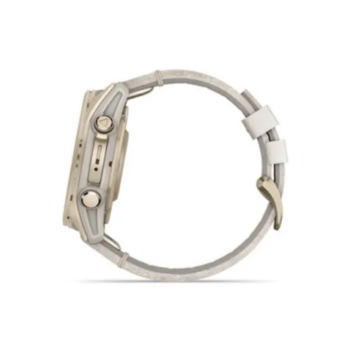 Garmin Fenix 8 AMOLED 43mm Sapphire Soft Gold with Limestone Leather Smart Watch with Dual Band