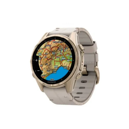Garmin Fenix 8 AMOLED 43mm Sapphire Soft Gold with Limestone Leather Smart Watch with Dual Band