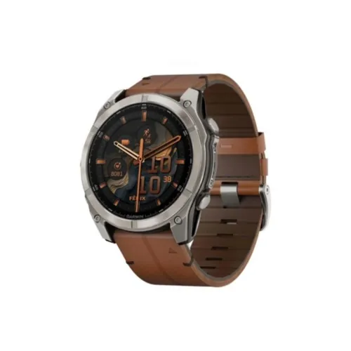 Garmin Fenix 8 AMOLED 51mm Sapphire Titanium - Chesnet Leather Smart Watch With Dual Strap
