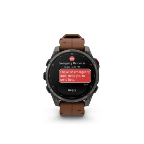 Garmin Fenix 8 Pro AMOLED 47mm Sapphire Carbon Grey DLC Titanium – Chesnet Leather Smart Watch With Extra Strap