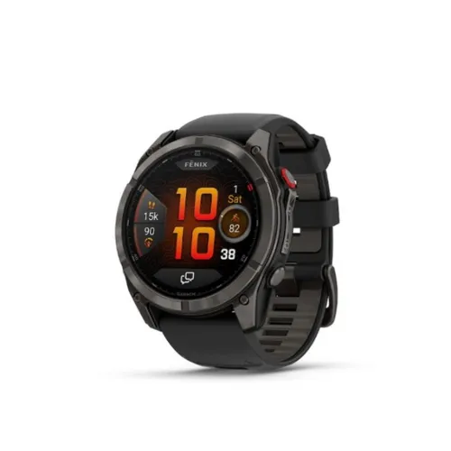 Garmin Fenix 8 Pro AMOLED 51mm Sapphire Charcoal Grey Titanium – Black Silicone Smart Watch