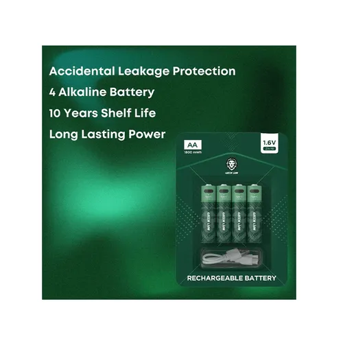 Green Lion 1800mWh AA 1.6V Rechargeable Batteries - 4Pcs