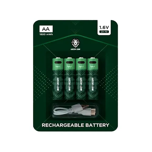 Green Lion 1800mWh AA 1.6V Rechargeable Batteries - 4Pcs