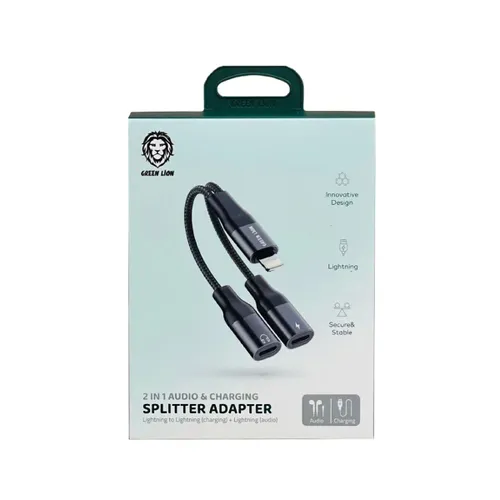 Green Lion 2 in 1 Audio &amp; Charge Lightning Adapter [ Male Lightning to Female Lightning ]