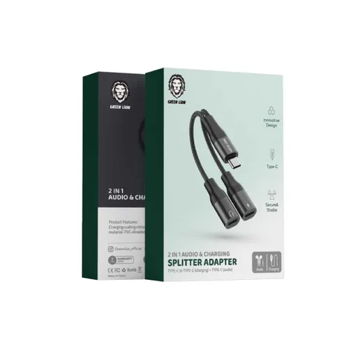 Green Lion 2 in 1 Audio &amp; Charge USB C Adapter [ Male Type-C to Female Type-C ]