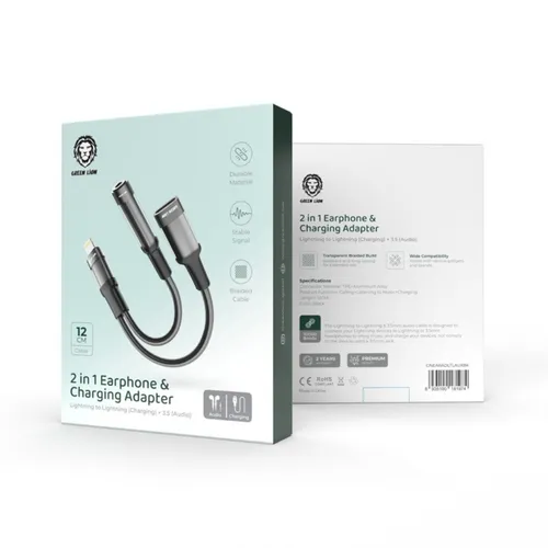 Green Lion 2 in 1 Earphone &amp; Lightning Charging Adapter