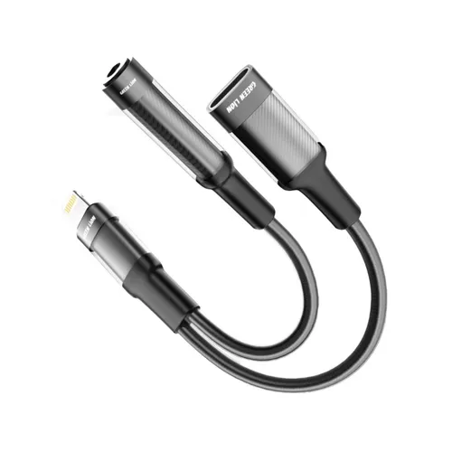 Green Lion 2 in 1 Earphone &amp; Lightning Charging Adapter