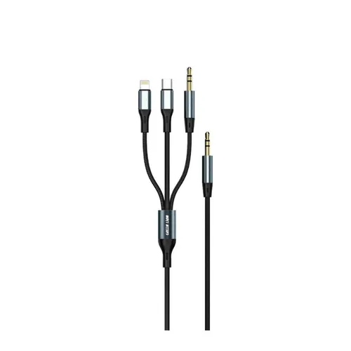 Green Lion 3 In 1 Aux Cable Aux To Aux + Lightning + USB C