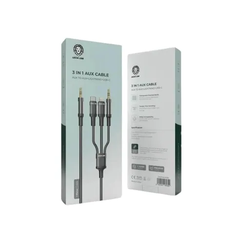 Green Lion 3 In 1 Aux Cable Black