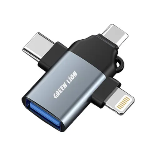 Green Lion 3 in 1 OTG ( Lightning / Micro / Type-C ) - Gray GN3IN1OTGGY