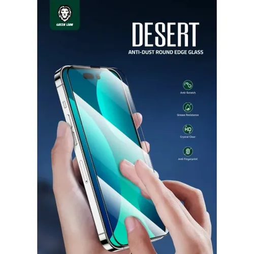 Green Lion 3D Premium Anti-dust Round Edge Glass For iPhone 14 Pro