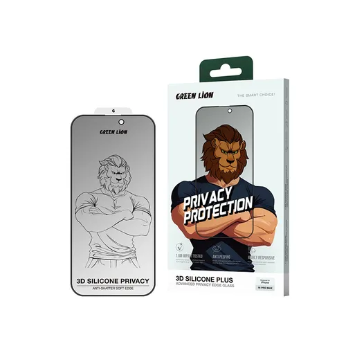 Green Lion 3D Silicone Plus Advanced Privacy Edge Glass for iPhone 17 Pro