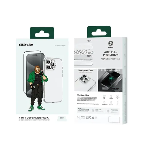 Green Lion 4 in 1 Defender Pack for iPhone 16 Pro