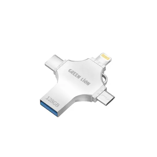 Green Lion 4-in-1 USB Flash Drive 128GB - Silver GN4IN1USB128SL