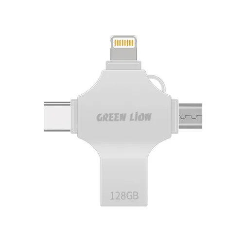 Green Lion 4-in-1 USB Flash Drive 128GB – Silver GN4IN1USB128SL