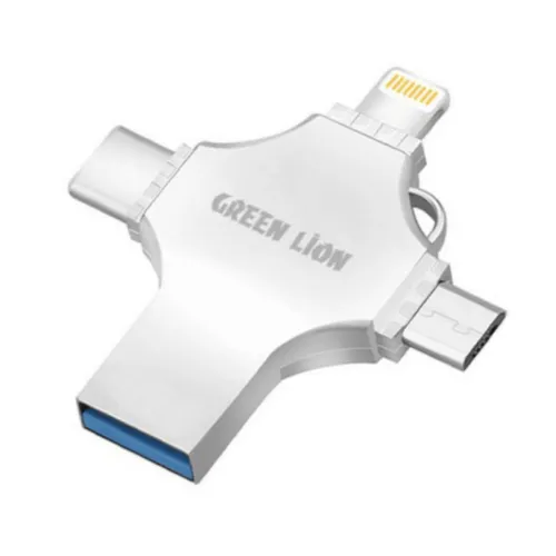Green Lion 4-In-1 USB Flash Drive 256GB – Silver