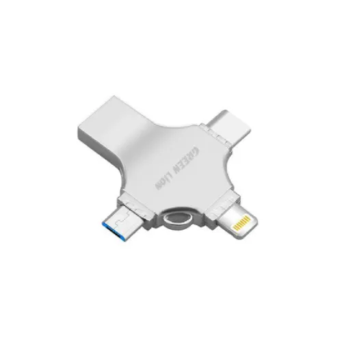 Green Lion 4-in-1 USB Flash Drive 64GB - Silver GN4IN1USB128SL