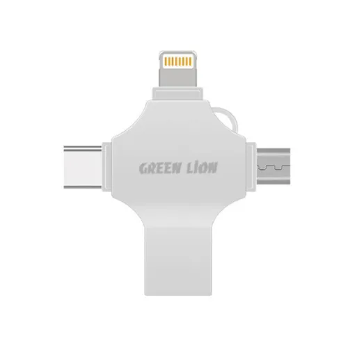 Green Lion 4-in-1 USB Flash Drive 64GB – Silver GN4IN1USB128SL