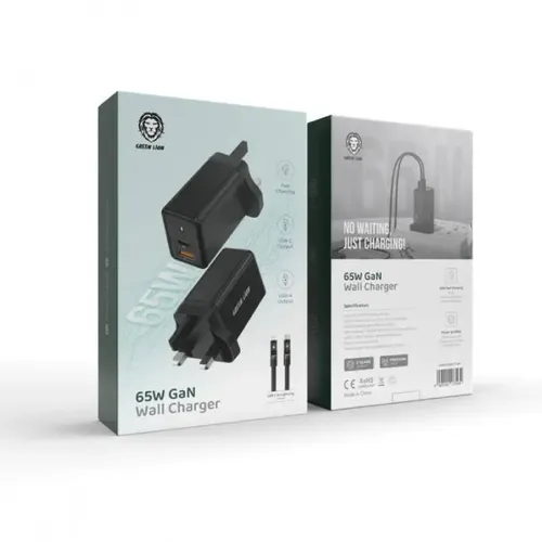 Green Lion 65W Gan Wall Charger with C to Lightning Cable 1m