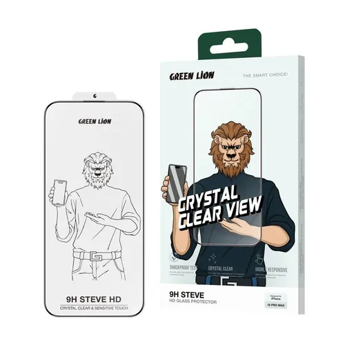 Green Lion Steve HD iPhone 16 Pro Max Tempered Glass