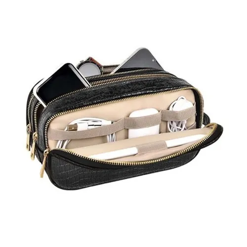 Green Lion Citizen Croco Leather Pouch- Black