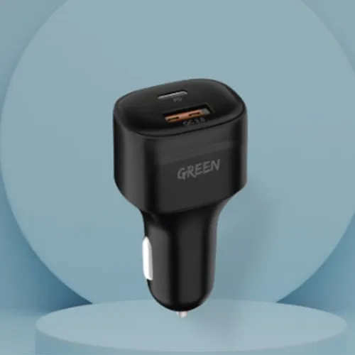Green Lion Compact Dual Port 20W USB + Type-C Car Charger with Type-C to Lightning Cable
