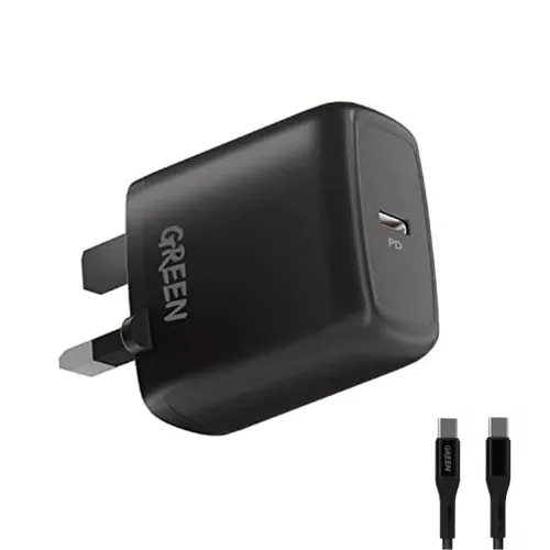 Green Lion Compact Wall Type-C Port Charger 20W With Cable ? UK Plug