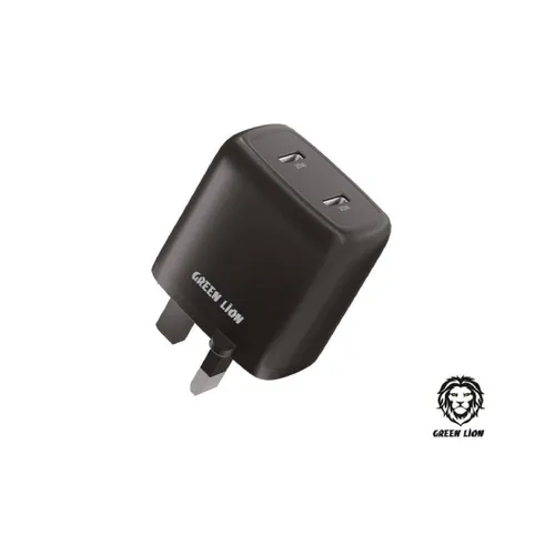 Green Lion Dual Port USB C Wall Charger 40W UK Black GNWC2PD40WBK
