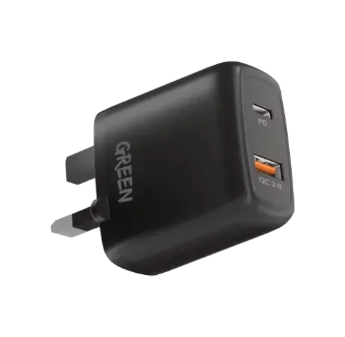 Green Lion Dual USB Port Wall Charger PD+QC3.0 20W UK
