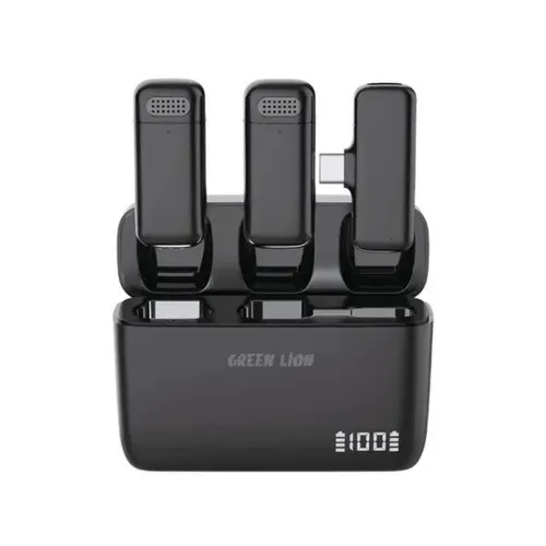 Green Lion Duo Cast Wireless Mic Black For (Type-C) And (Lightning) Connectors - GNDCTWMICTCBK