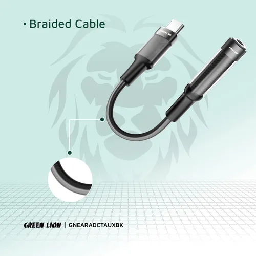Green Lion Earphone Adapter USB-C to 3.5 Aux 12CM Cable