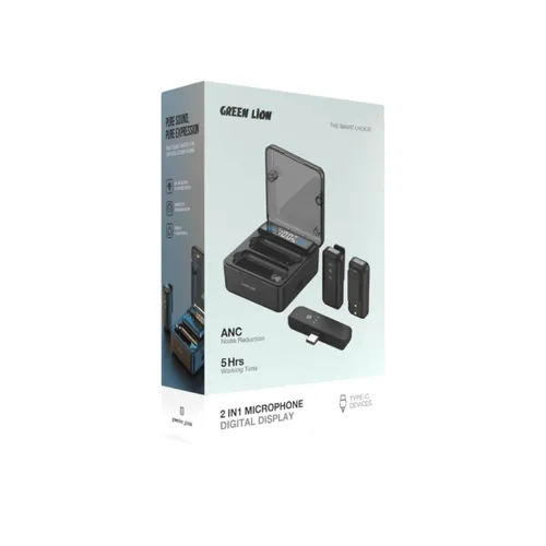Green Lion GN2N1MCTYCBK 2 In 1 Microphone Digital Display Type-C Black