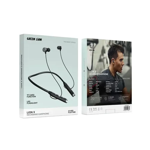 Green Lion Lion X Neckband Earphones with TF Card & Flashlight