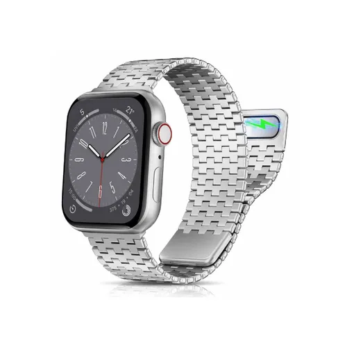 Green Lion Metallic Link Watch Band Silver 42/44/45/49MM