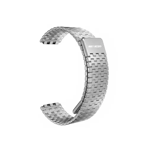 Green Lion Metallic Link Watch Band Silver 42/44/45/49MM