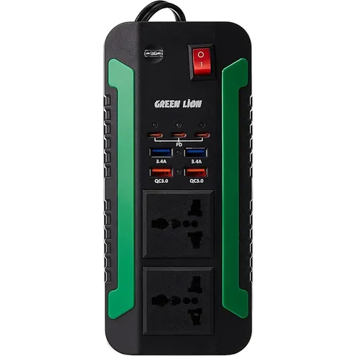 Green Lion Spark 300 300W 2 AC Socket Car Power Inverter with 4 USB-A + 3 20W USB-C PD Ports