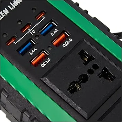 Green Lion Spark 300 300W 2 AC Socket Car Power Inverter with 4 USB-A + 3 20W USB-C PD Ports