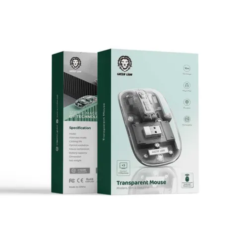 Green Lion Transparent Mouse 2400DPI 400mAh
