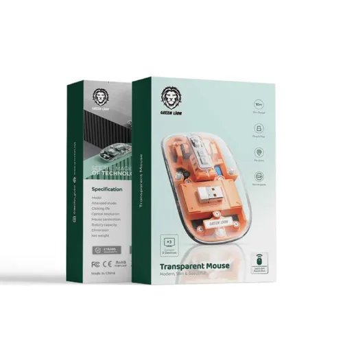 Green Lion Transparent Mouse 2400DPI 400mAh - Orange