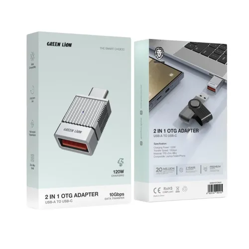 Green Lion USB-A To USB-C 2 In 1 OTG Adapter