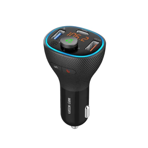 Green Lion Wireless Hands-Free Car Kit with Built-In FM Transmitter  QC3.0  PD 20W  38W - Black GNBLCARKITBK